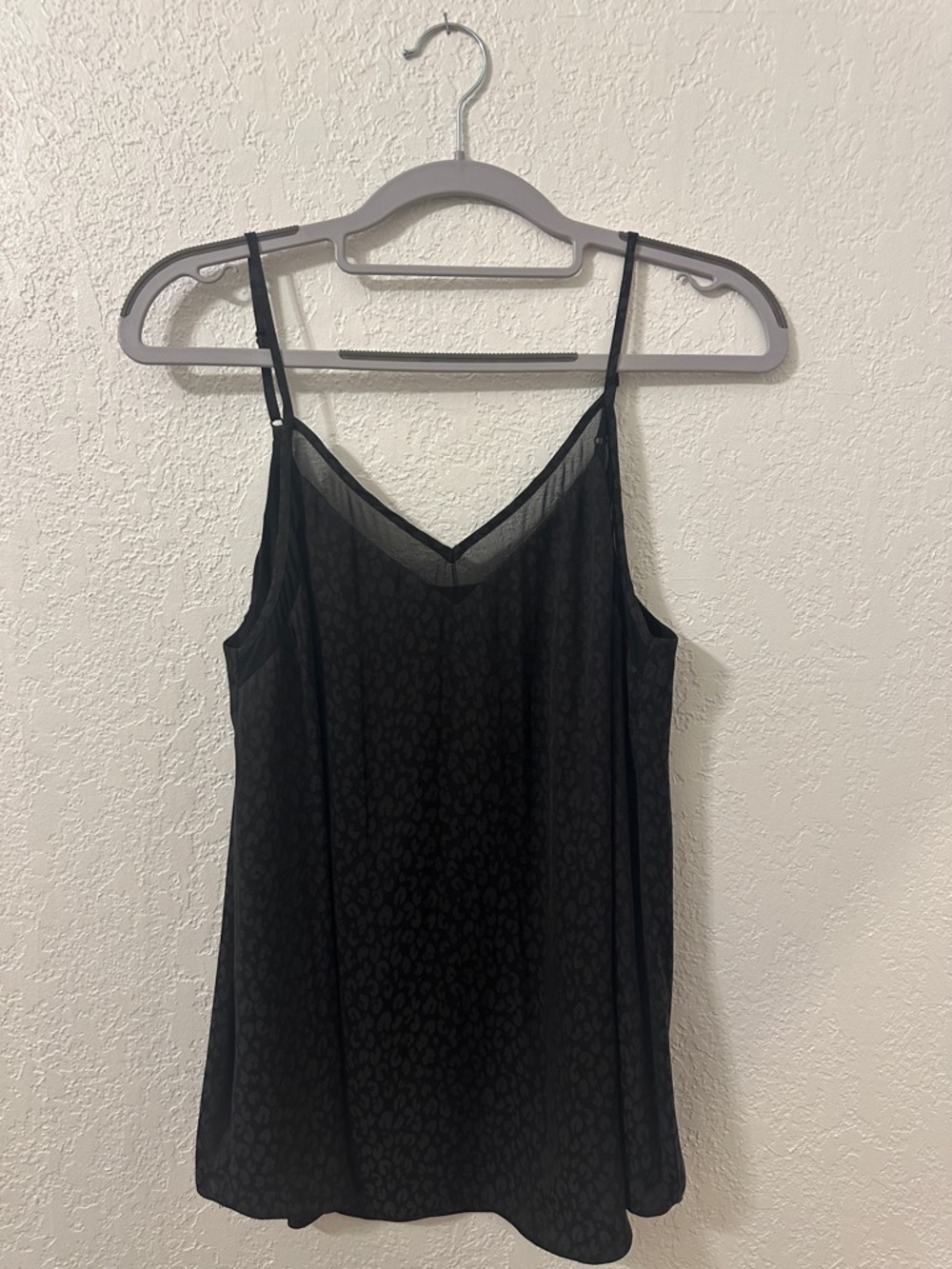 1. State Black Leopard-Print V-Neck Lace-Trim Cami